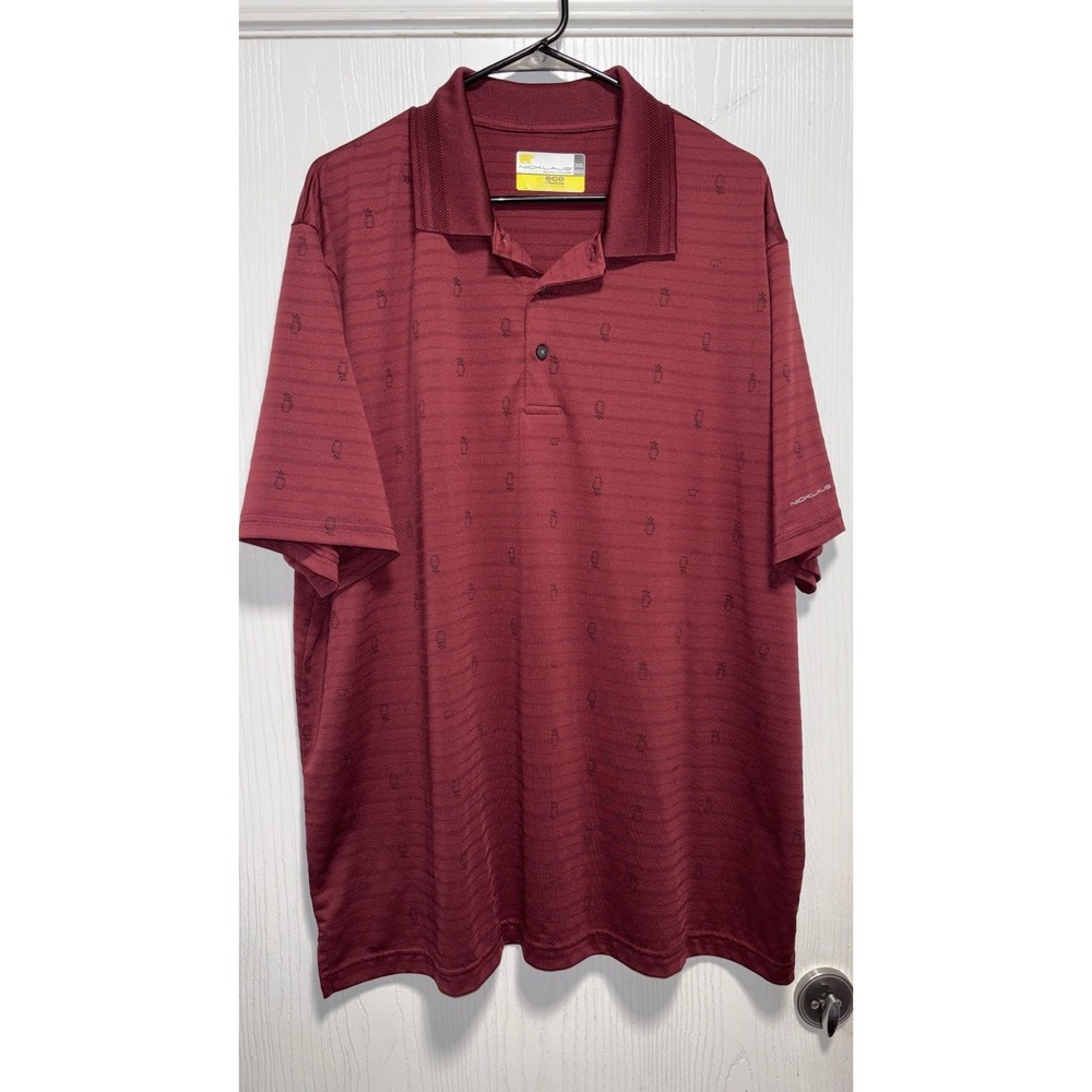 Jack Nicklaus Eco Choice Golf Polo XXL Maroon Golf Bag Print Performance Stretch